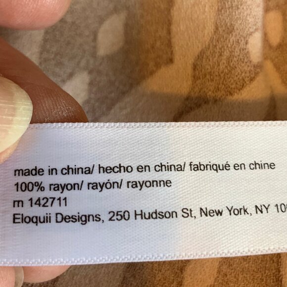 🐱 5 for $10.  NWT ELOQUII ELEMENTS BROWN & TAN SCOOP NECK TOP WITH TIE AT NECK - Picture 6 of 6